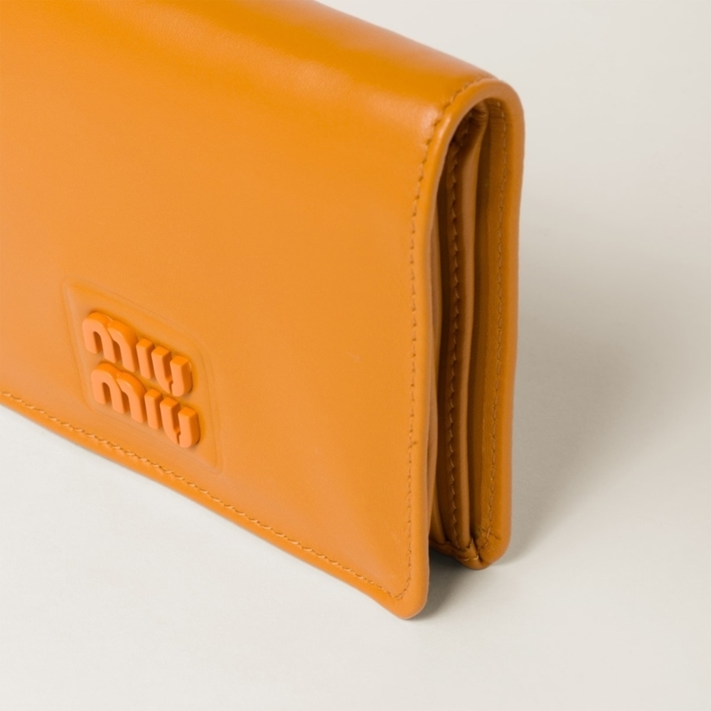 Miu Miu Soft Padded Leather Fold Wallet Orange - image 4